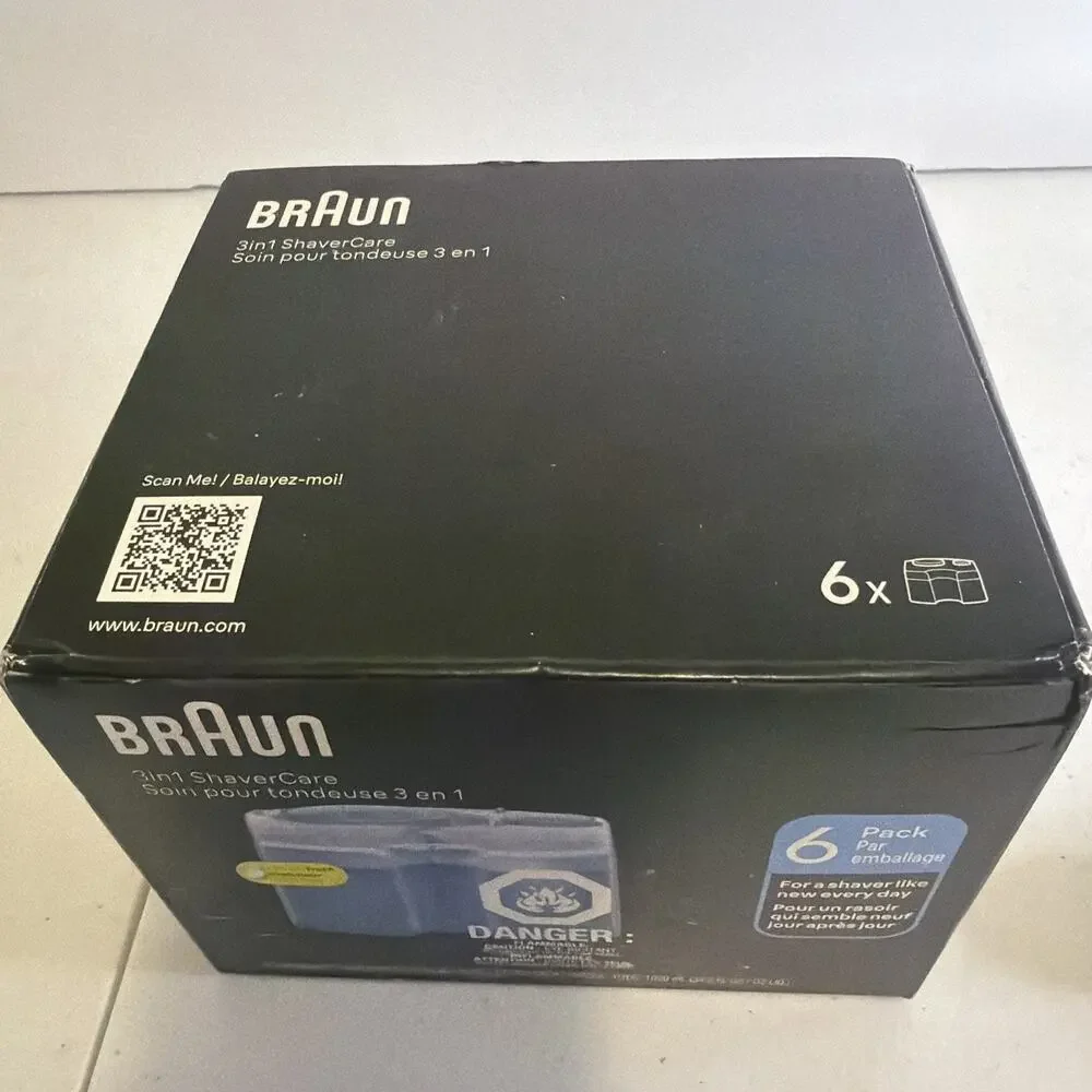 Braun 3 in 1 ShaverCare Cleaning Cartridges Lemon Fresh 6 Pack NEW Sealed